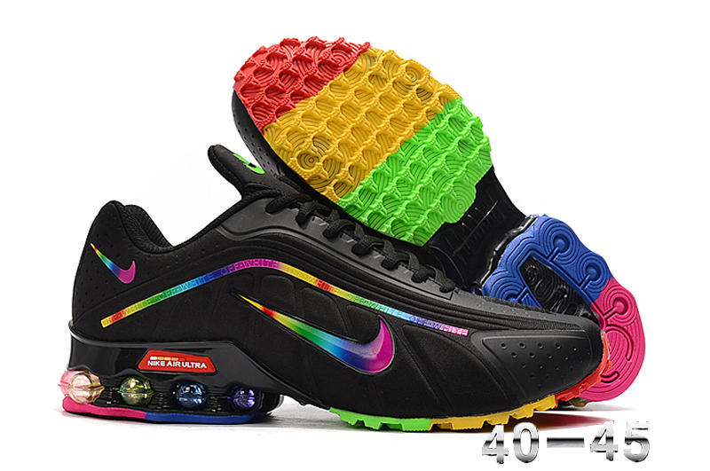 Men Nike Shox R4 Black Rainbow Footwear